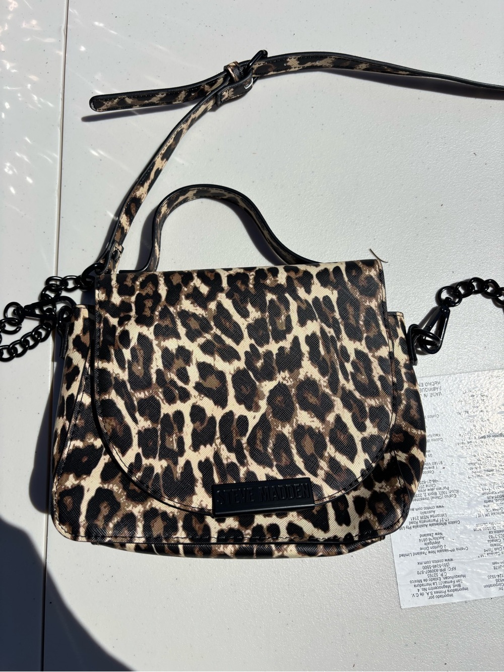 Steve Madden Leopard-Print Crossbody Bag in Brown and Black
